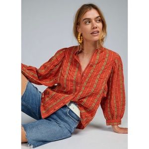 Anthropologie Pilcro The Bella Femme Buttondown Dark Orange XS
